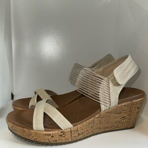Women's Beige Wedge Sandals